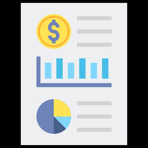 Financial reports and analytics dashboard displaying profit and loss statements, balance sheets, and custom reports